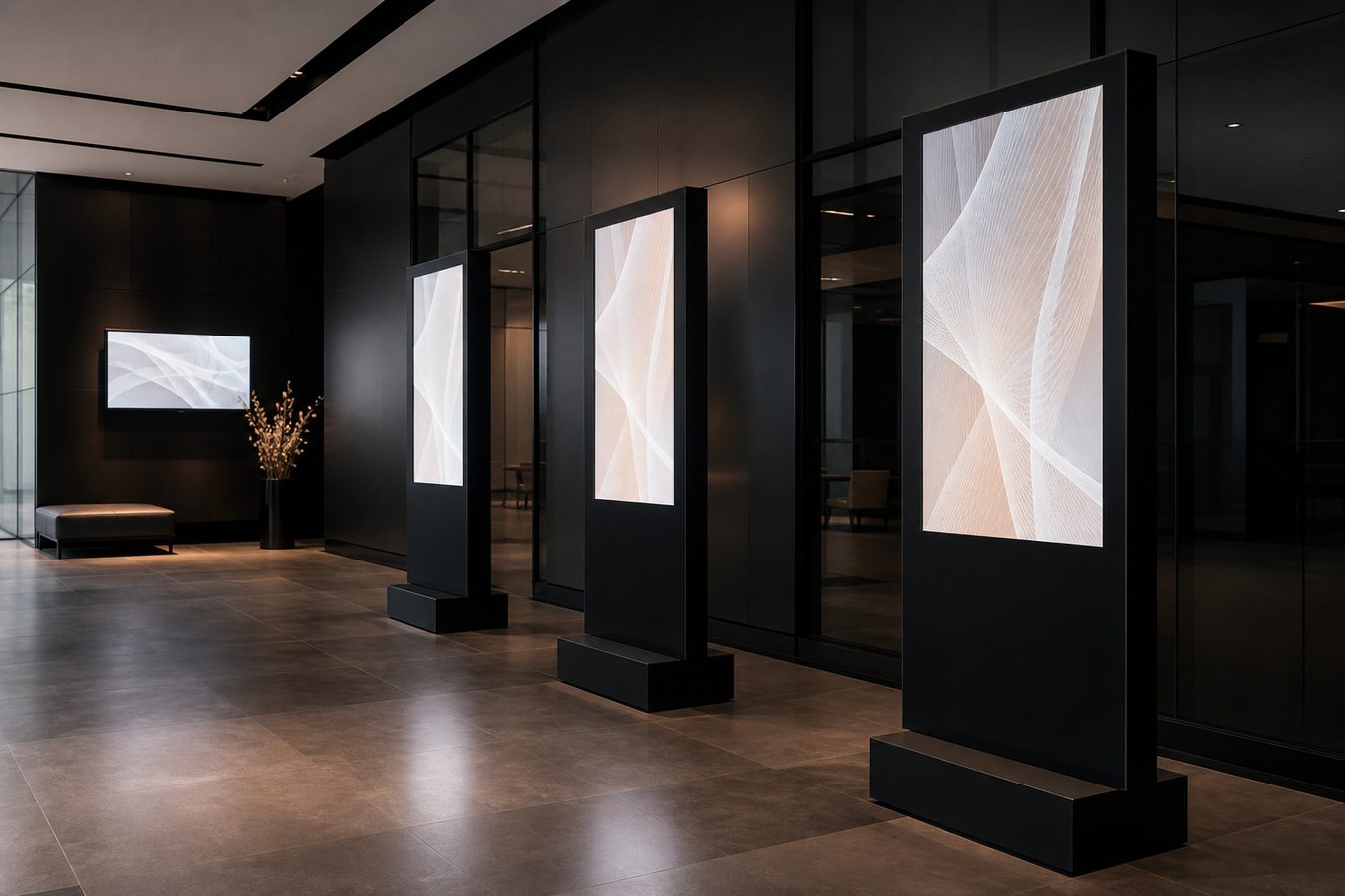 Digitale Signage-Displays in einem Foyer